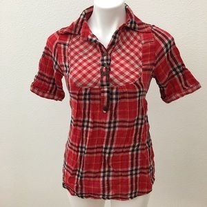 💛Plaid mid sleeve shirt